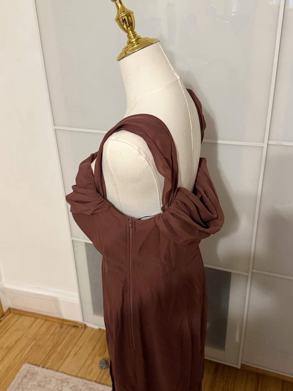 Birdy Grey Mauve Draped Maxi Dress with Front Slit - Picture 6 of 10